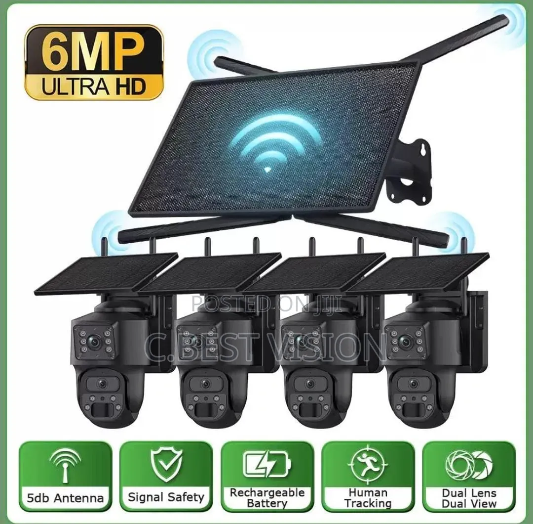 4set of Dual Lens PTZ Wifi Solar Camera With 4G Solar Router Network