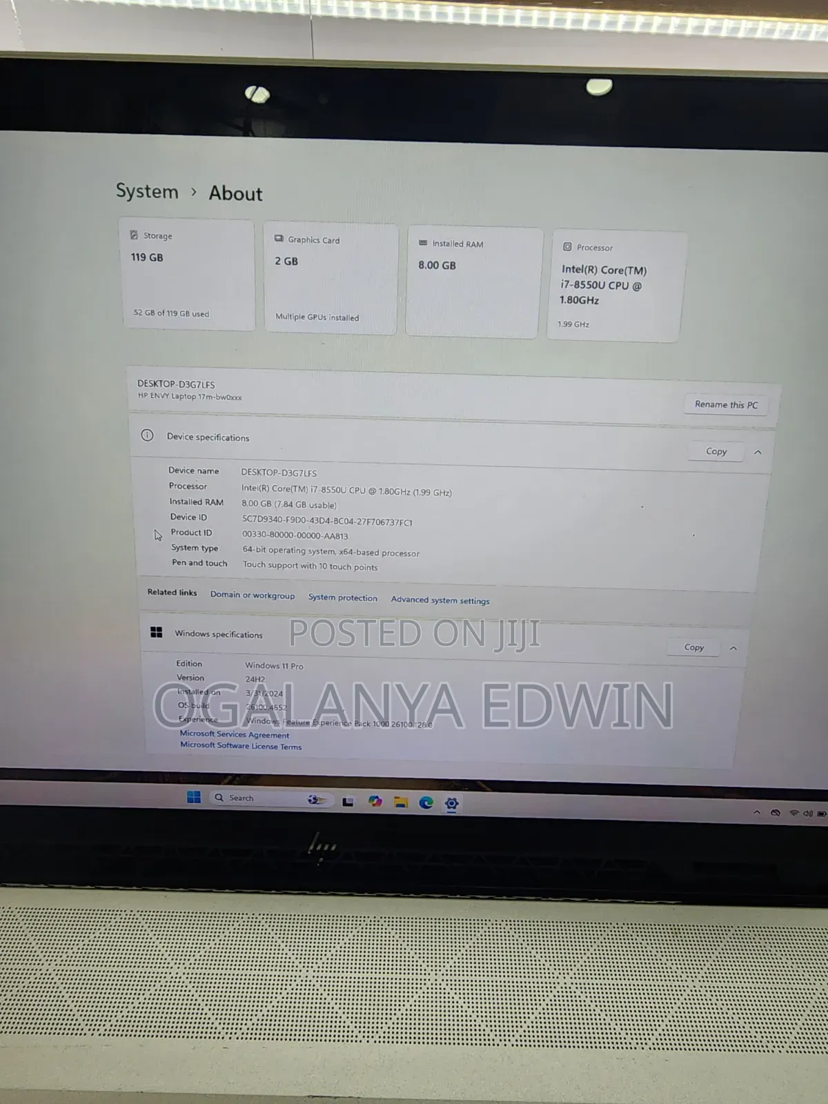 Laptop HP Envy 17t 8GB Intel Core i7 SSD 128GB