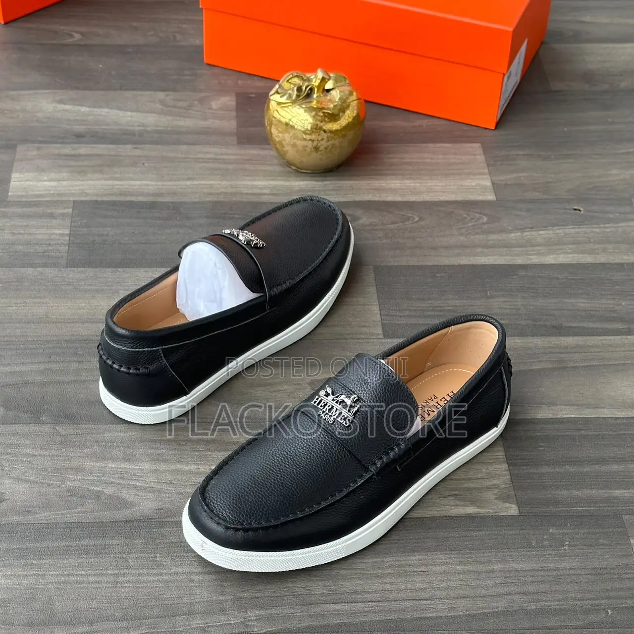 Original Hermes Studded Casual Leather Sneakers