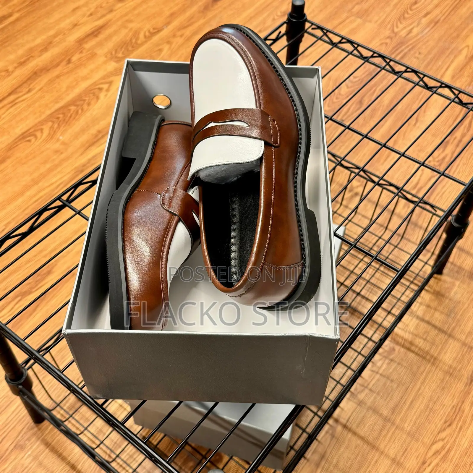 Original FDCP Two Tone Plain Leather Loafers Shoes