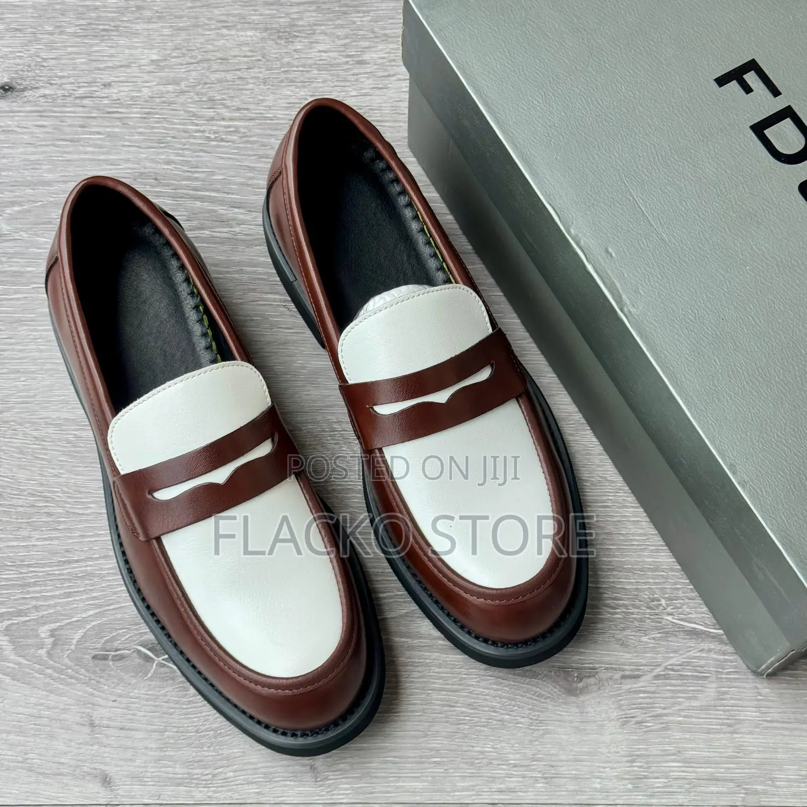 Original FDCP Two Tone Plain Leather Loafers Shoes