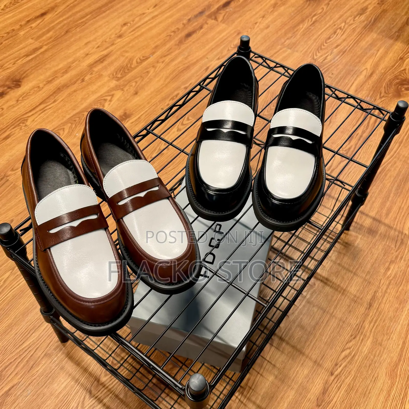 Original FDCP Two Tone Plain Leather Loafers Shoes