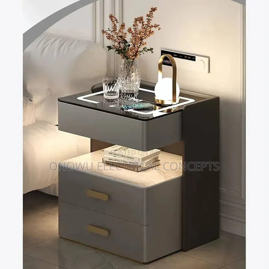 Smart Bedside Table With Combination Lock, Wireless Charging