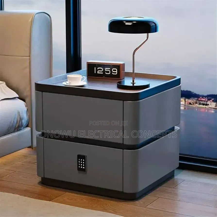 Smart Bedside Table With Combination Lock, Wireless Charging