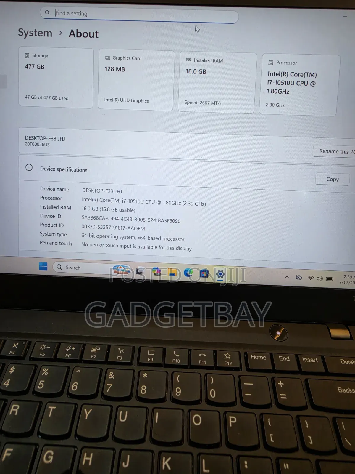 Laptop Lenovo ThinkPad T14s Gen 1 16GB Intel Core i7 SSD 512GB