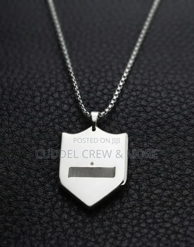 Men's Stainless Steel Shield Pendant Necklace