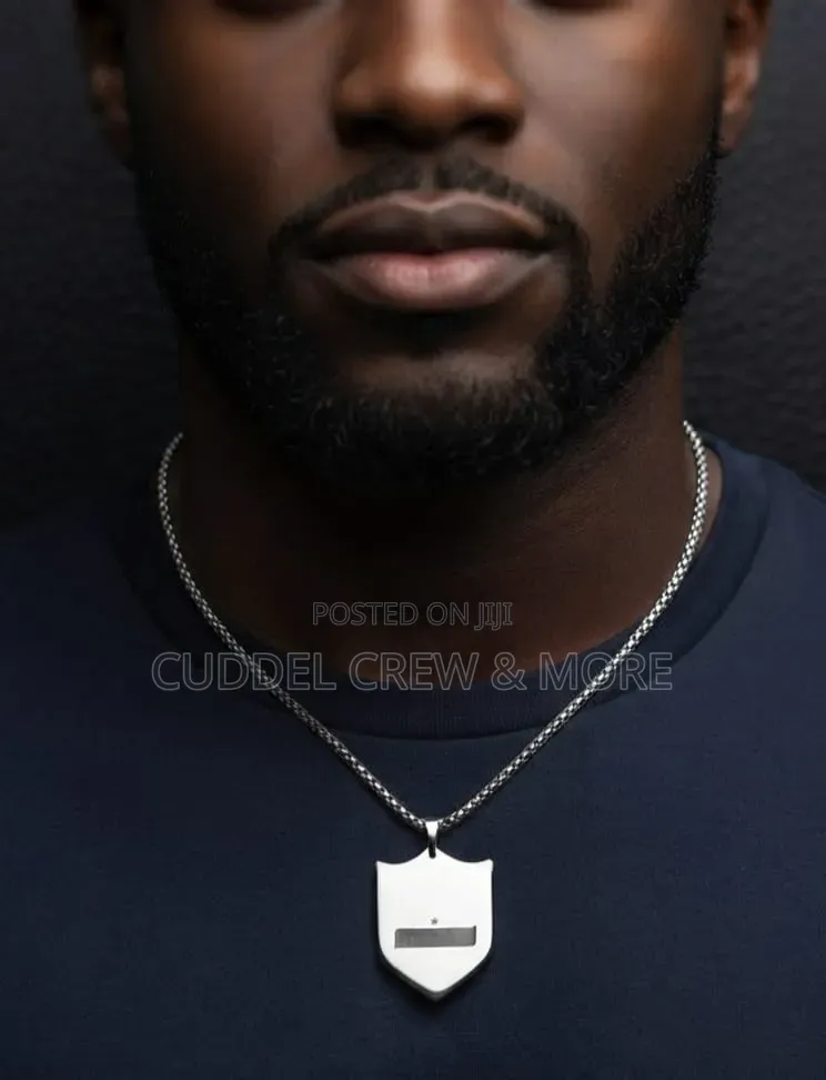 Men's Stainless Steel Shield Pendant Necklace