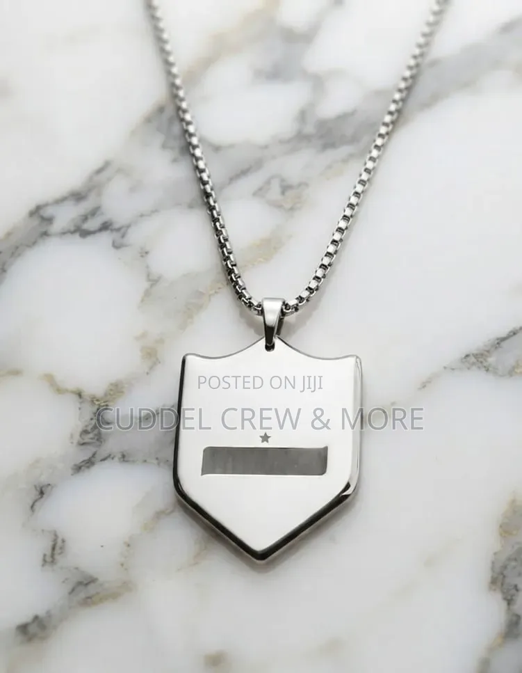 Men's Stainless Steel Shield Pendant Necklace