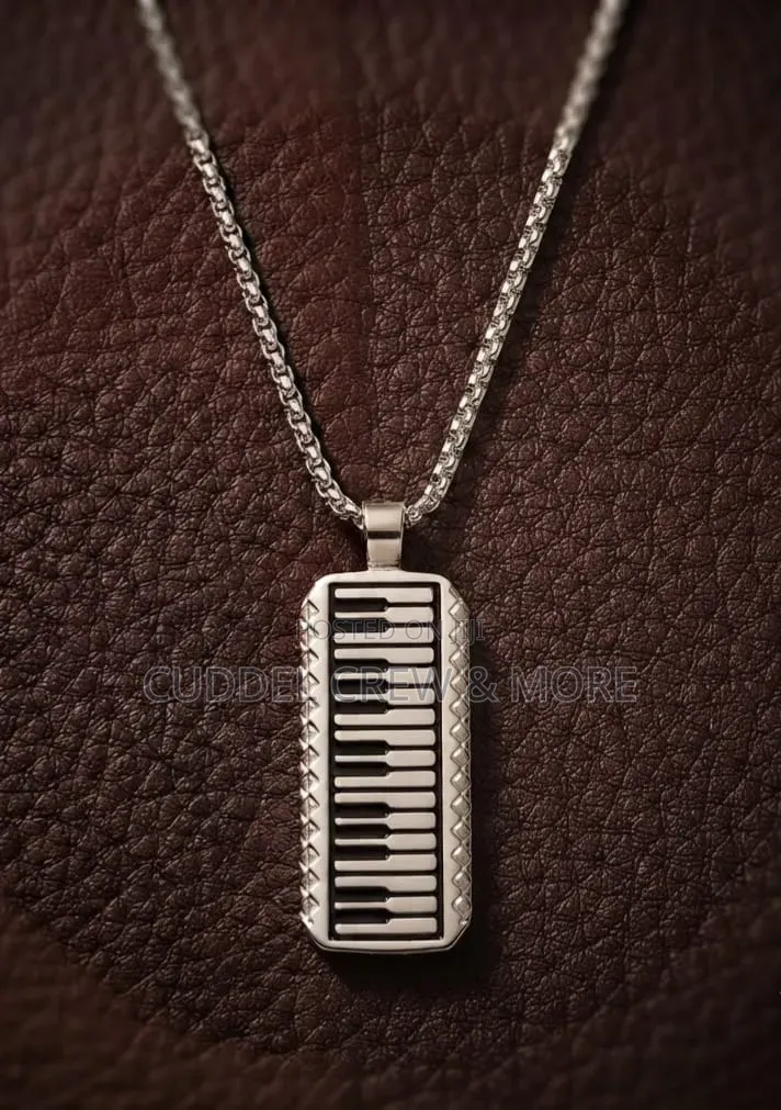 Men's Stainless Steel Dogtag Piano Pendant Necklace
