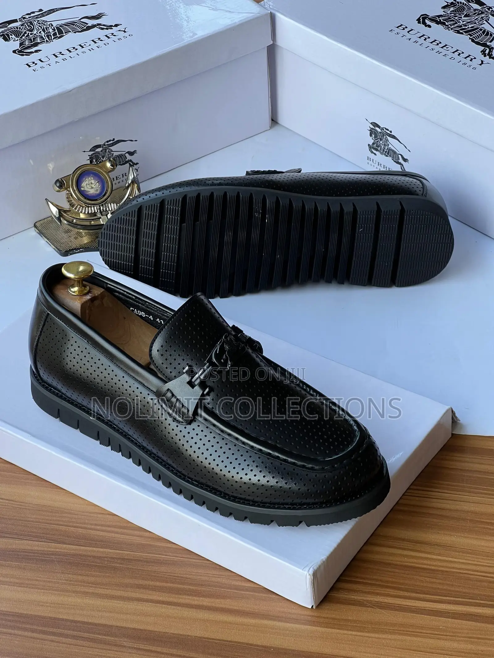 Men's Burberry Perforated Leather Loafers