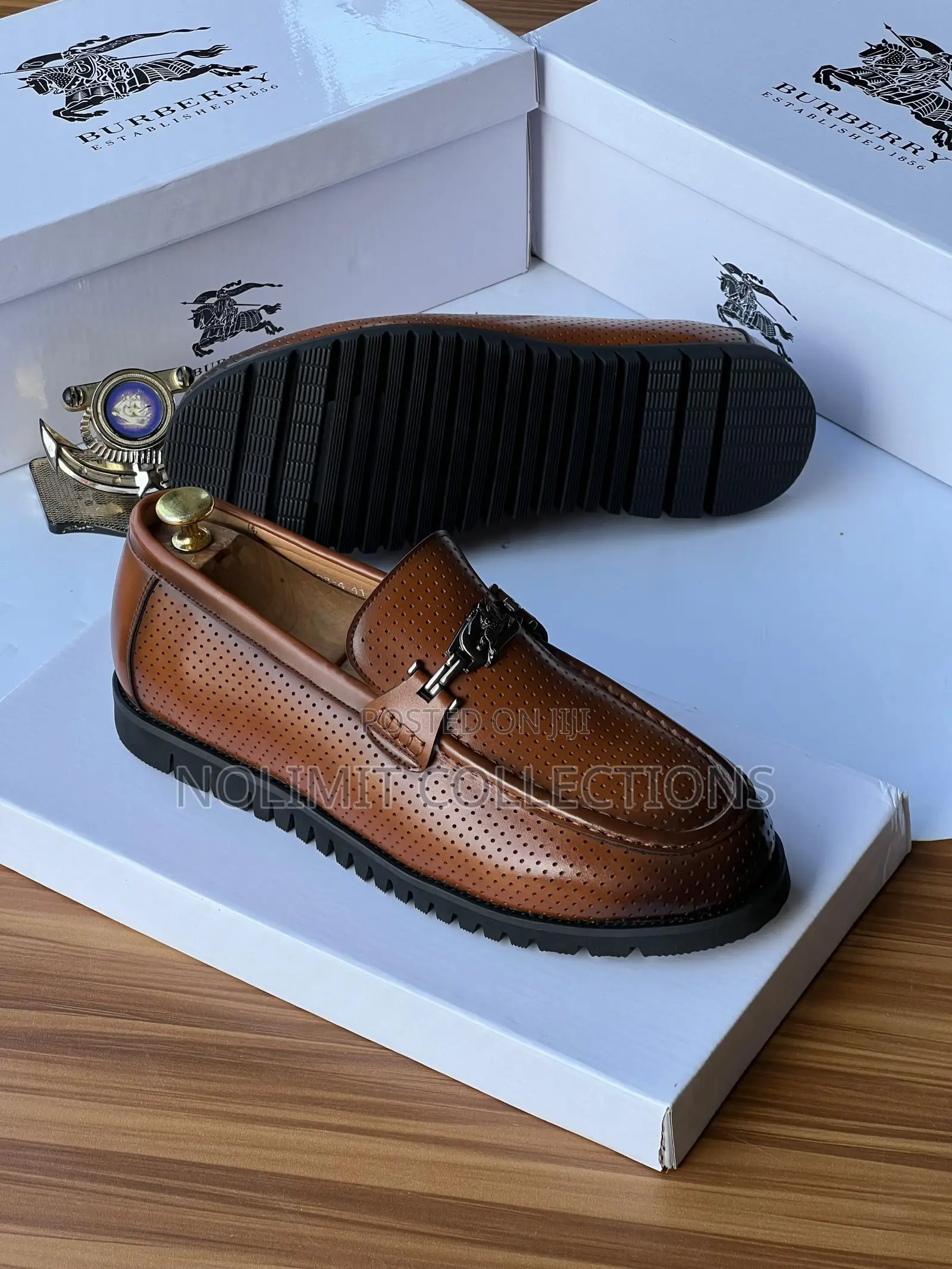 Men's Burberry Perforated Leather Loafers