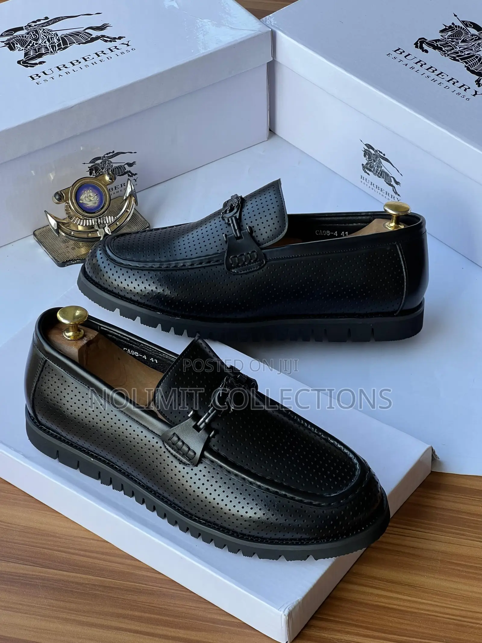 Men's Burberry Perforated Leather Loafers