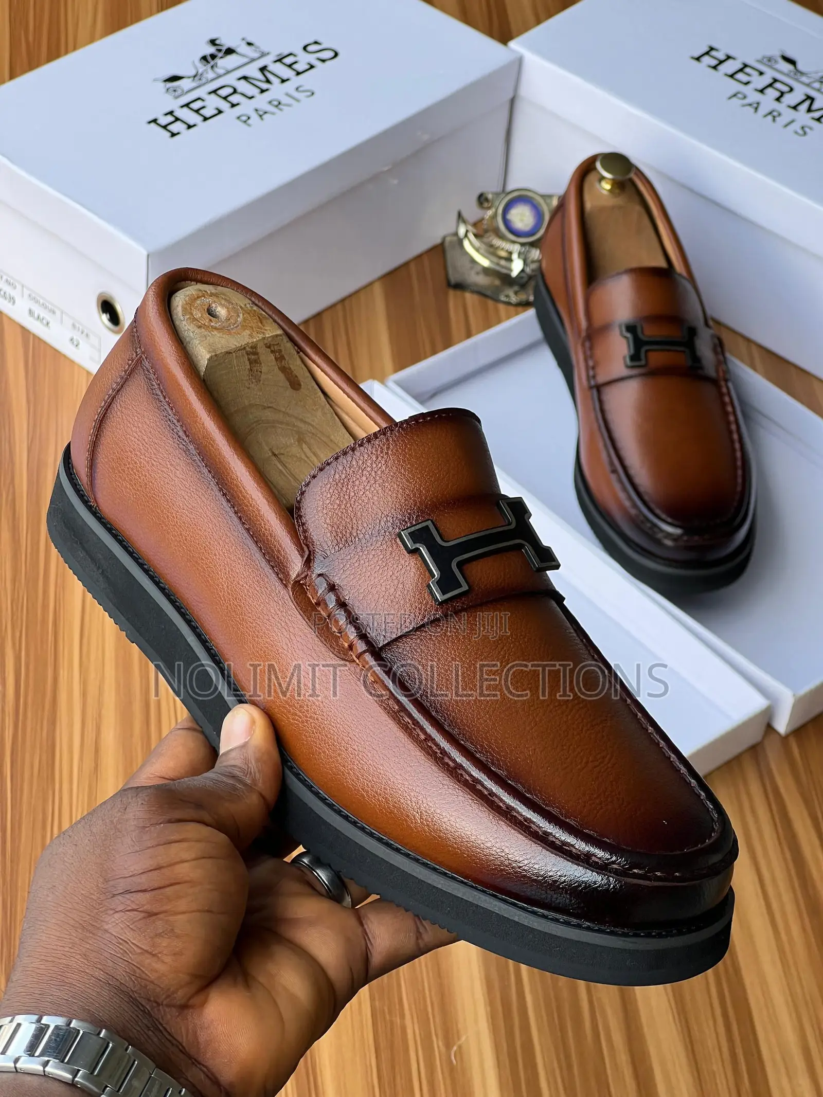 Hermes Men's Formal Leather Loafers