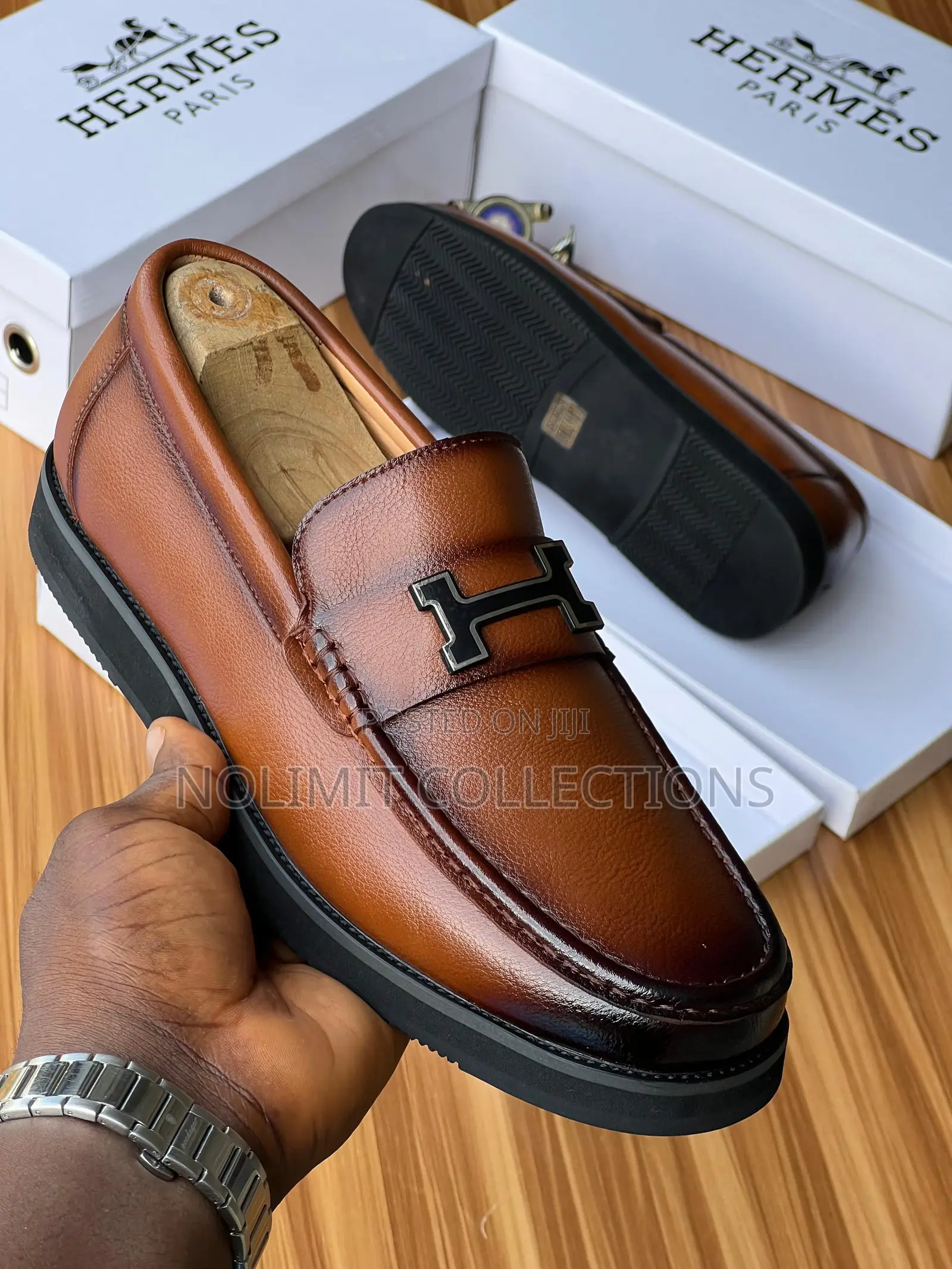 Hermes Men's Formal Leather Loafers