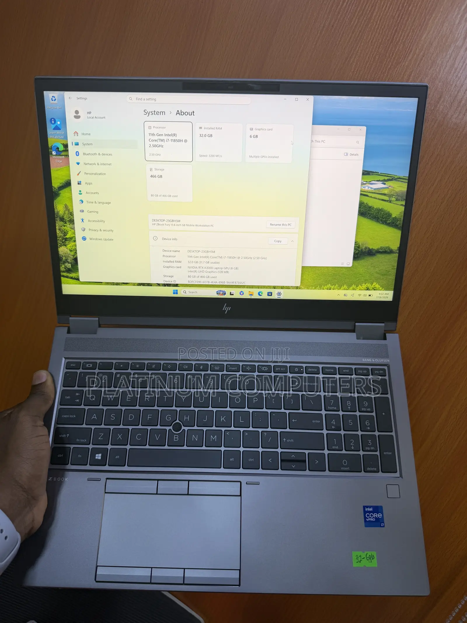 Laptop HP ZBook Fury 15 G8 32GB Intel Core i7 SSD 512GB