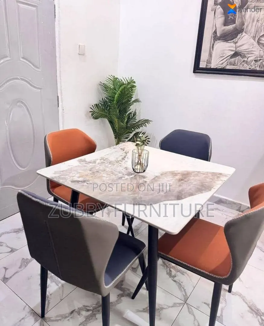 Brand New Quality and Imported Marble Top Dining Set by 4 Chairs