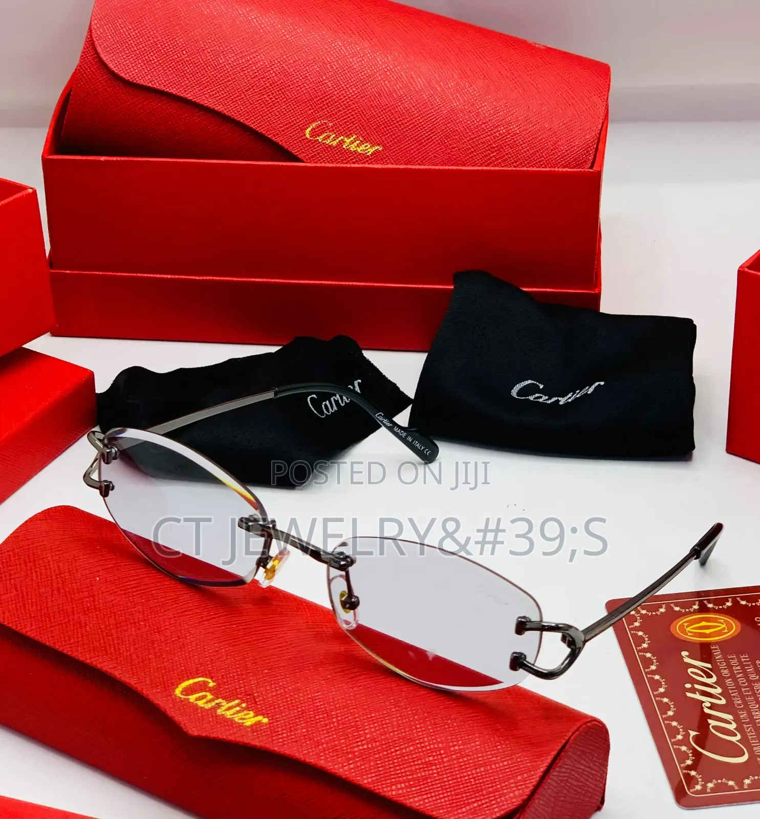 CARTIER Rimless Sunglasses for Unisex High Quality