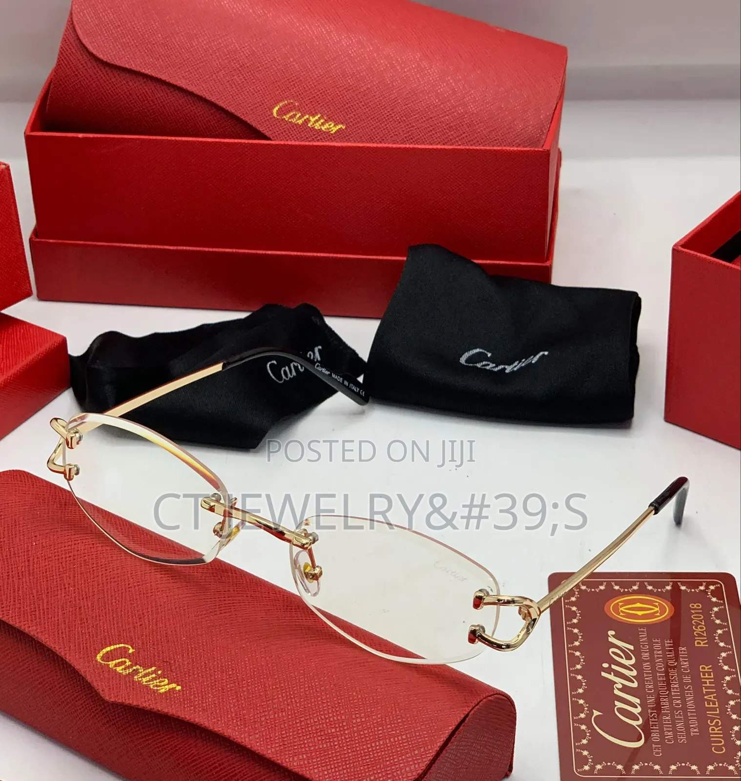 CARTIER Rimless Sunglasses for Unisex High Quality