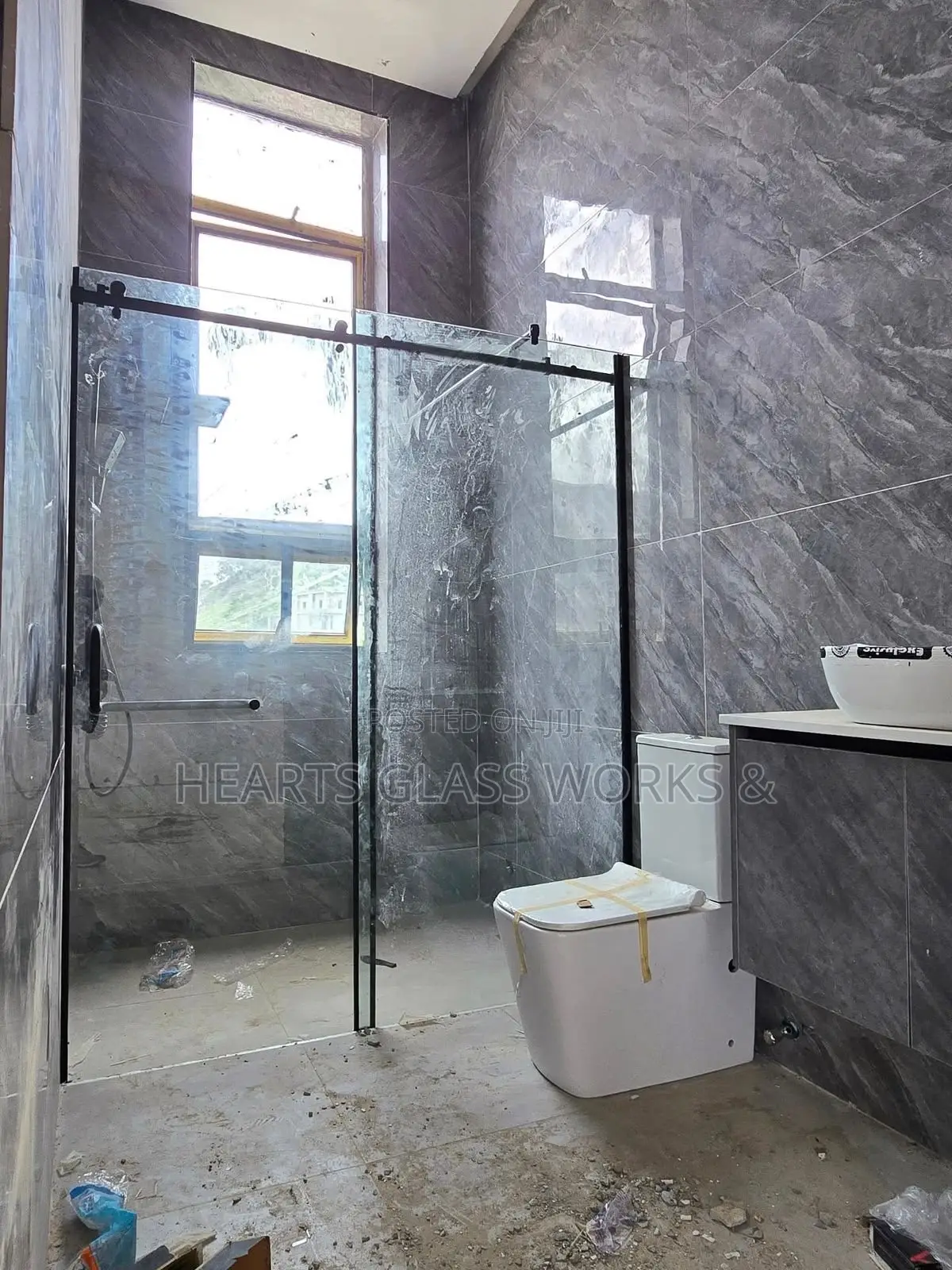 Custom-Made Glass Shower Glass Enclosure Installation