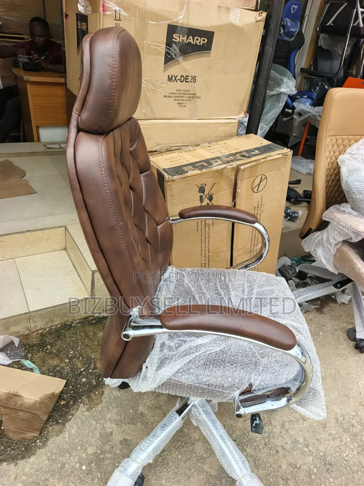 Executive Office Chair, Swivel and Reclining With Headrest.