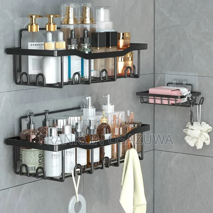 3-Piece Wall Mounted Bathroom Shelf Shower Organizer Rack (No-Drill)