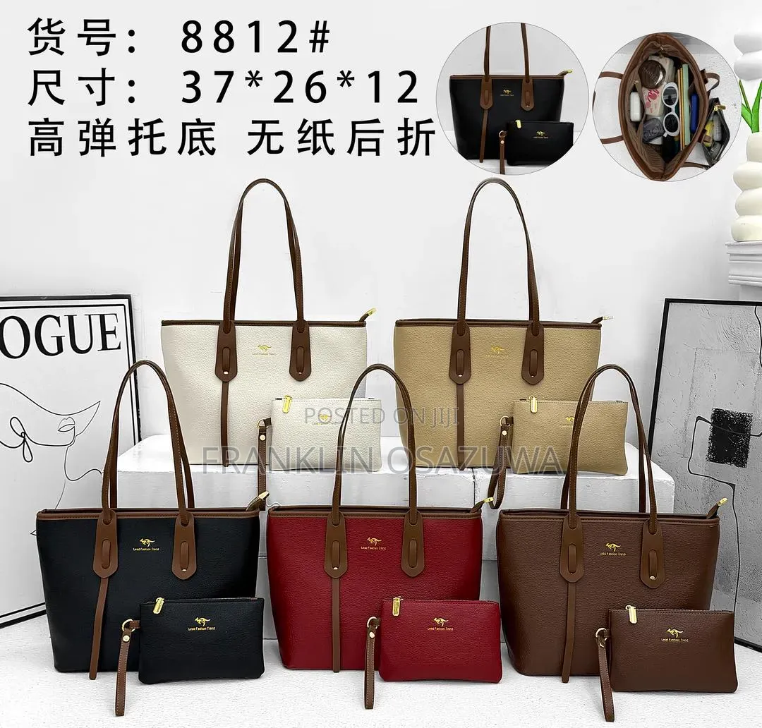 2-in-1 Women's Leather Tote Handbag With Matching Wallet
