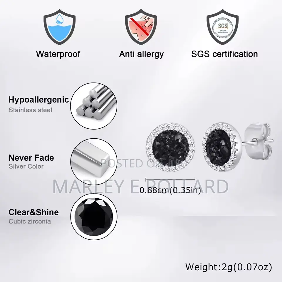 Color Cz Blue White Black Claps Studs Earrings