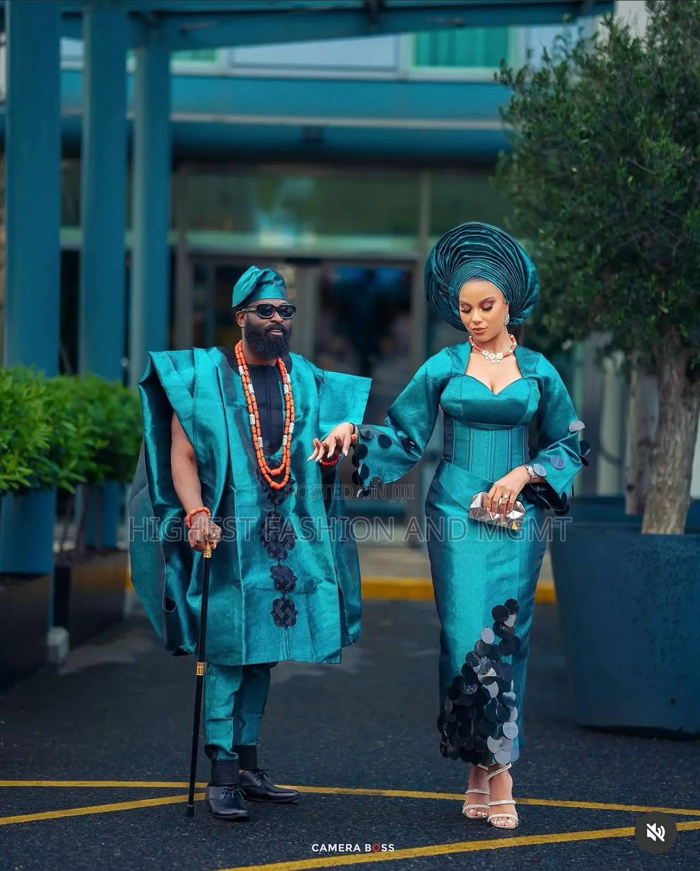 Emerald Corset Gown With Appliques Embroidered Emerald Agbada Set