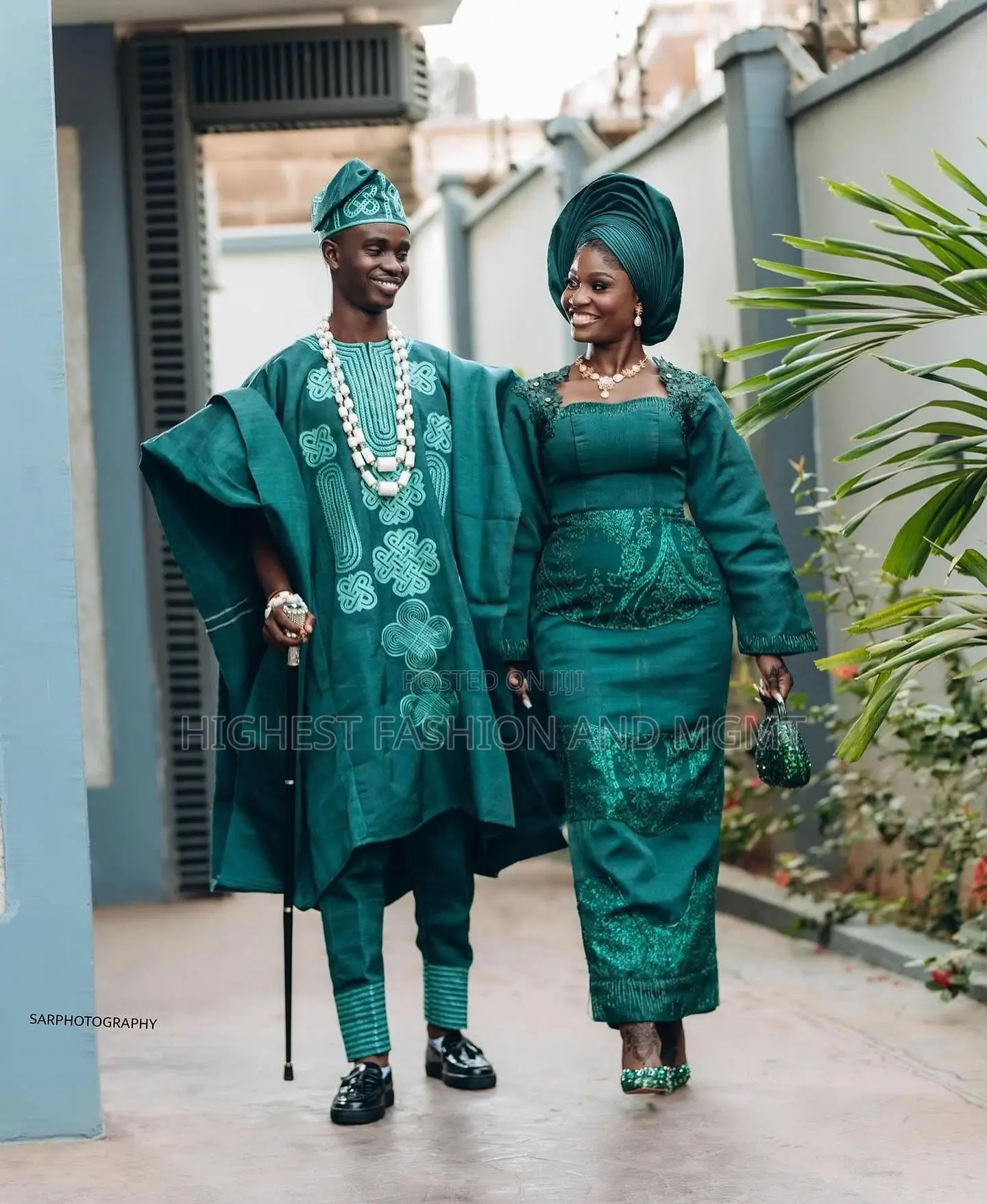 Teal Lace Blouse Wrapper Set With Matching Embroidered Teal Agbada