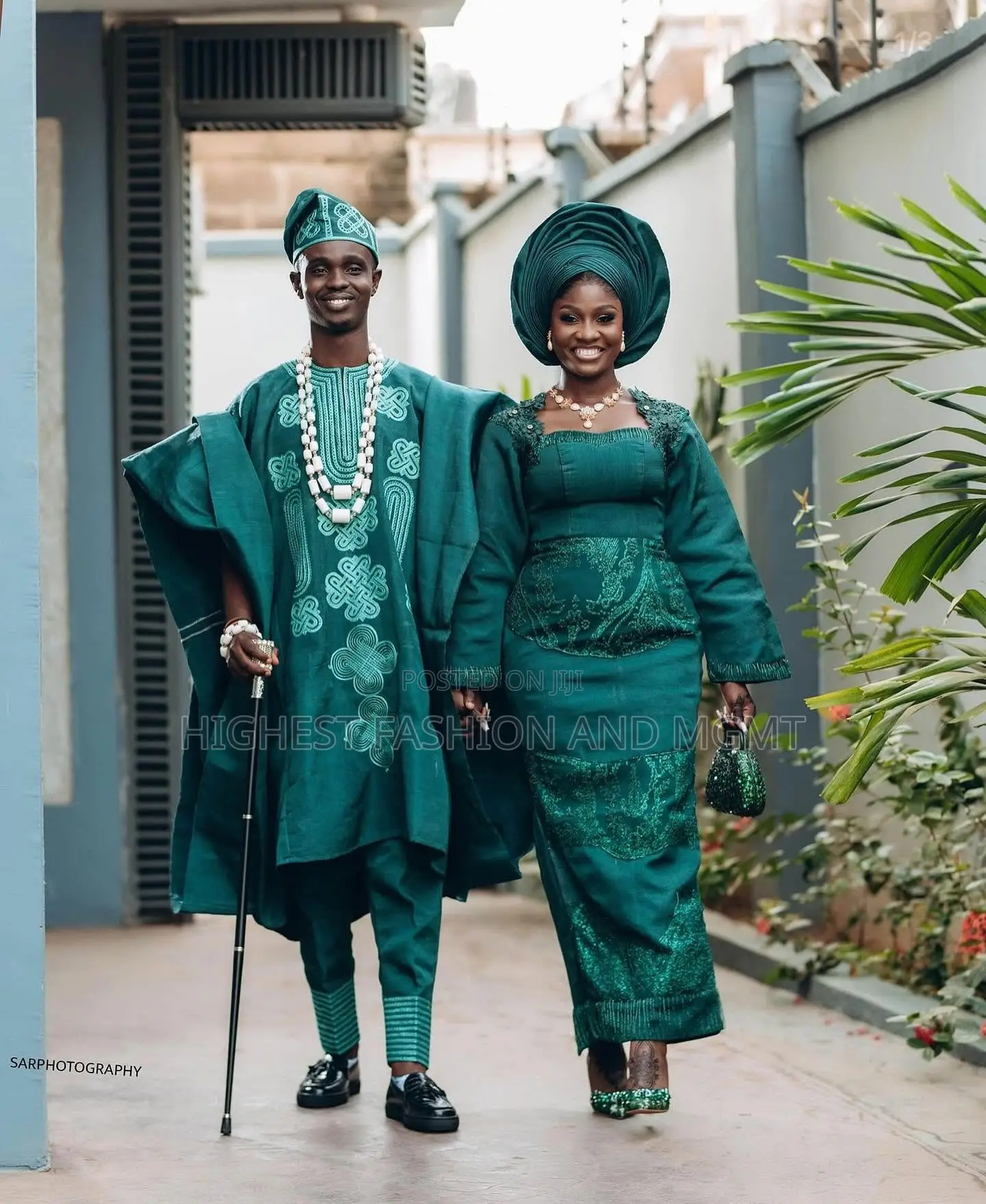 Teal Lace Blouse Wrapper Set With Matching Embroidered Teal Agbada