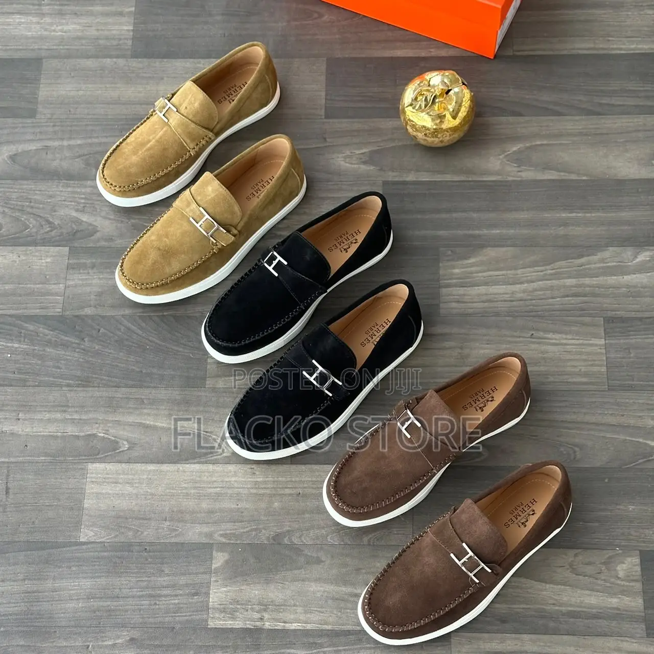Original Hermes Luxury Moccasin Suede Shoes