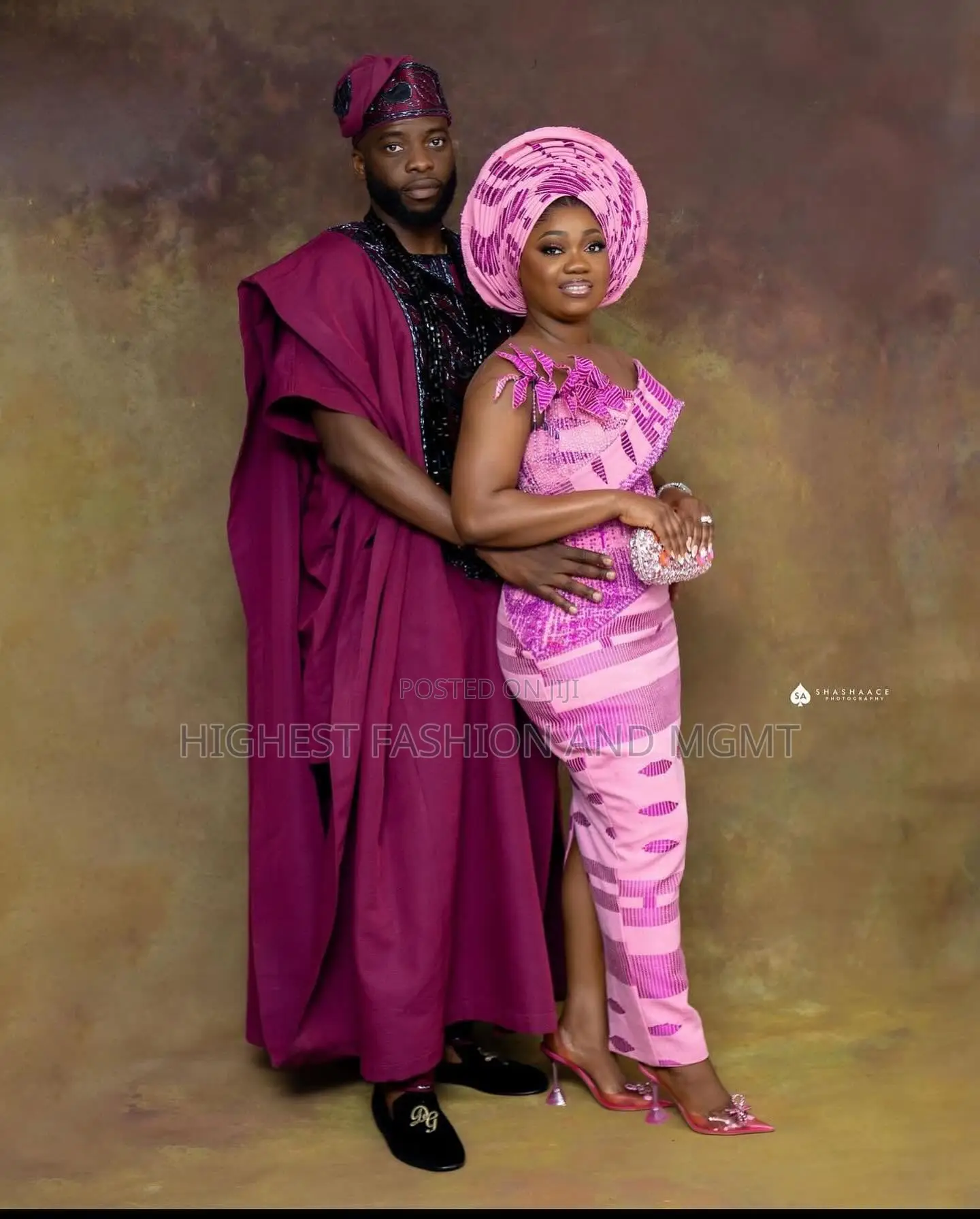 Structured Aso-Oke Gown Rich Plum Embroidered Agbada