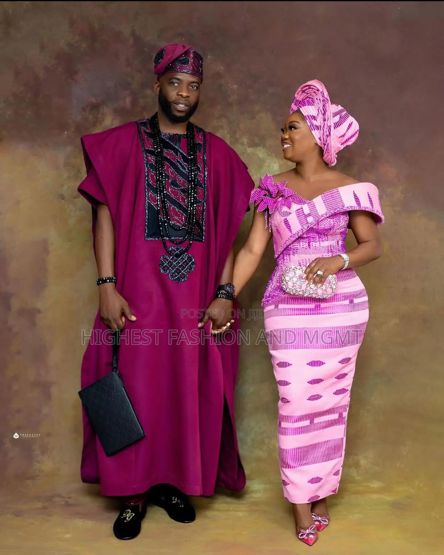 Structured Aso-Oke Gown Rich Plum Embroidered Agbada
