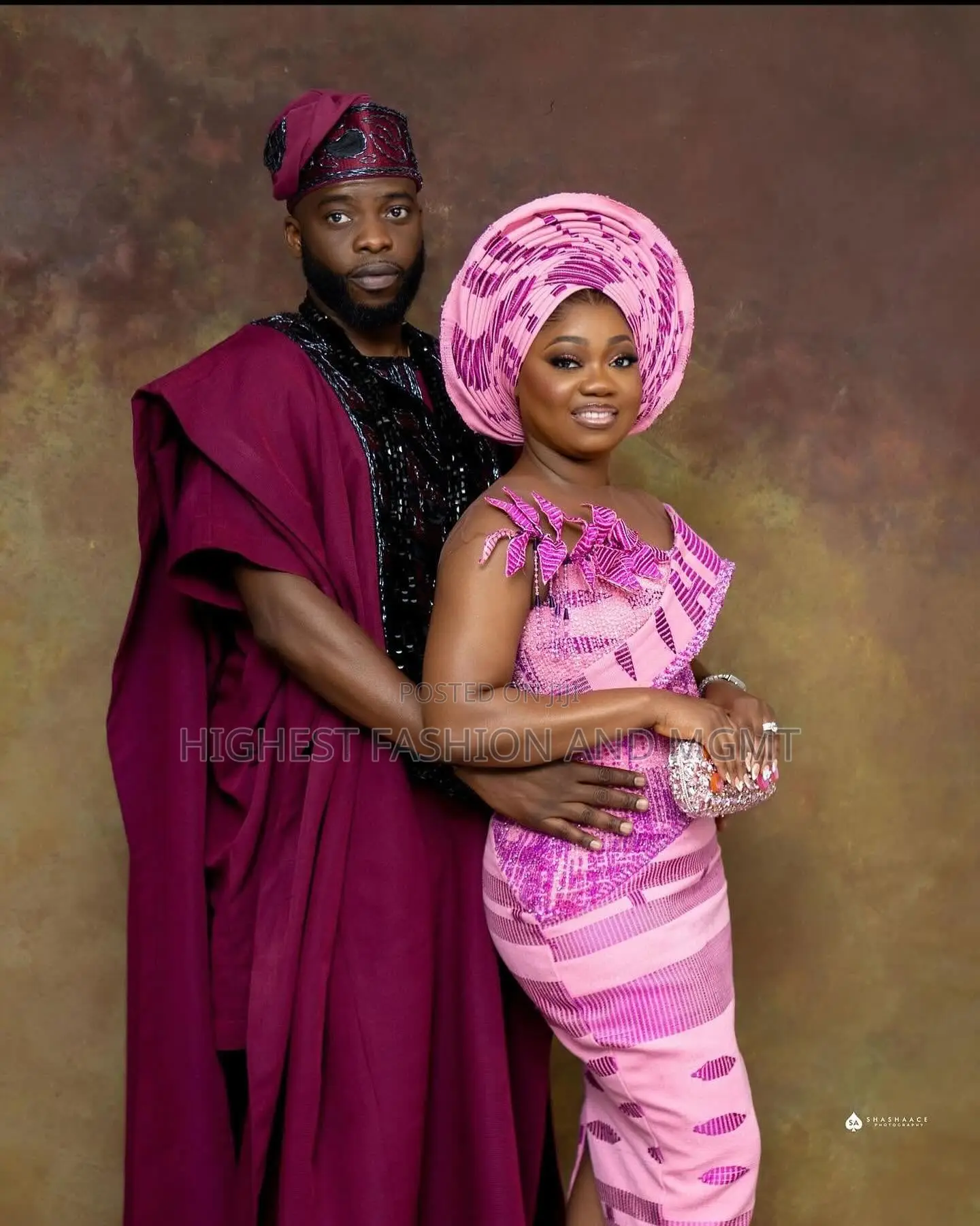 Structured Aso-Oke Gown Rich Plum Embroidered Agbada