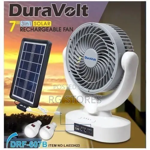 Duravolt 7inch 3in1 Rechargeable Rotation Fan
