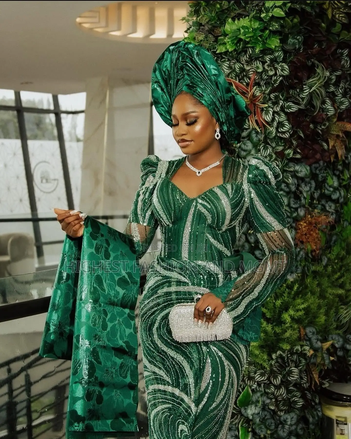 Embellished Velvet Corset Gown Embroidered Agbada Set