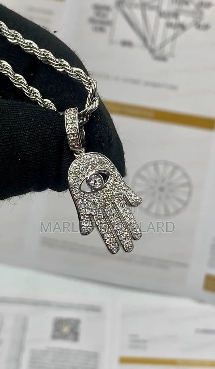 Palm Vvs1 Moissanite Silver Rope Necklace