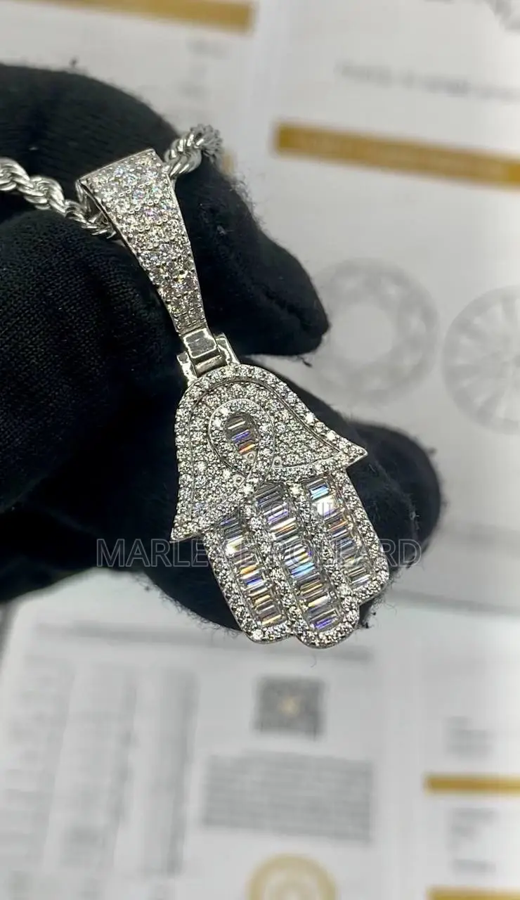 Palm Vvs1 Moissanite Silver Rope Necklace