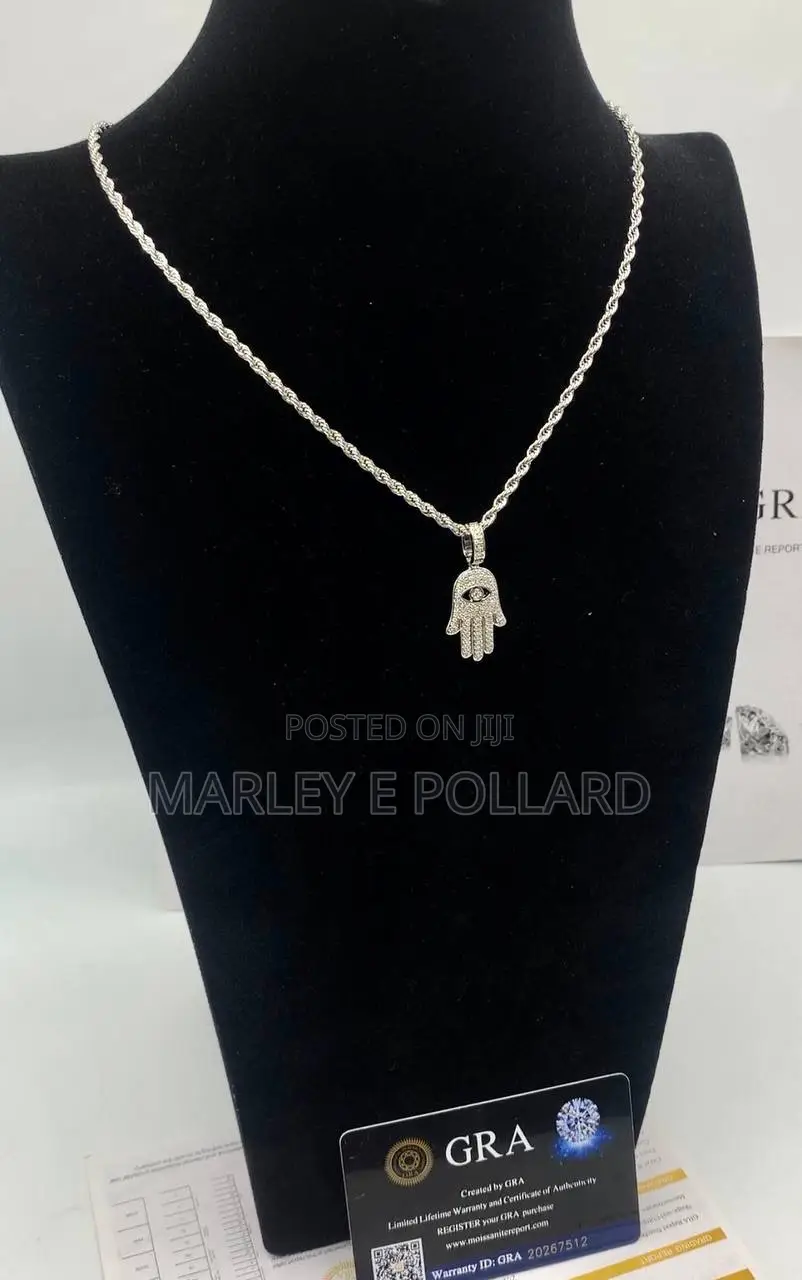 Palm Vvs1 Moissanite Silver Rope Necklace