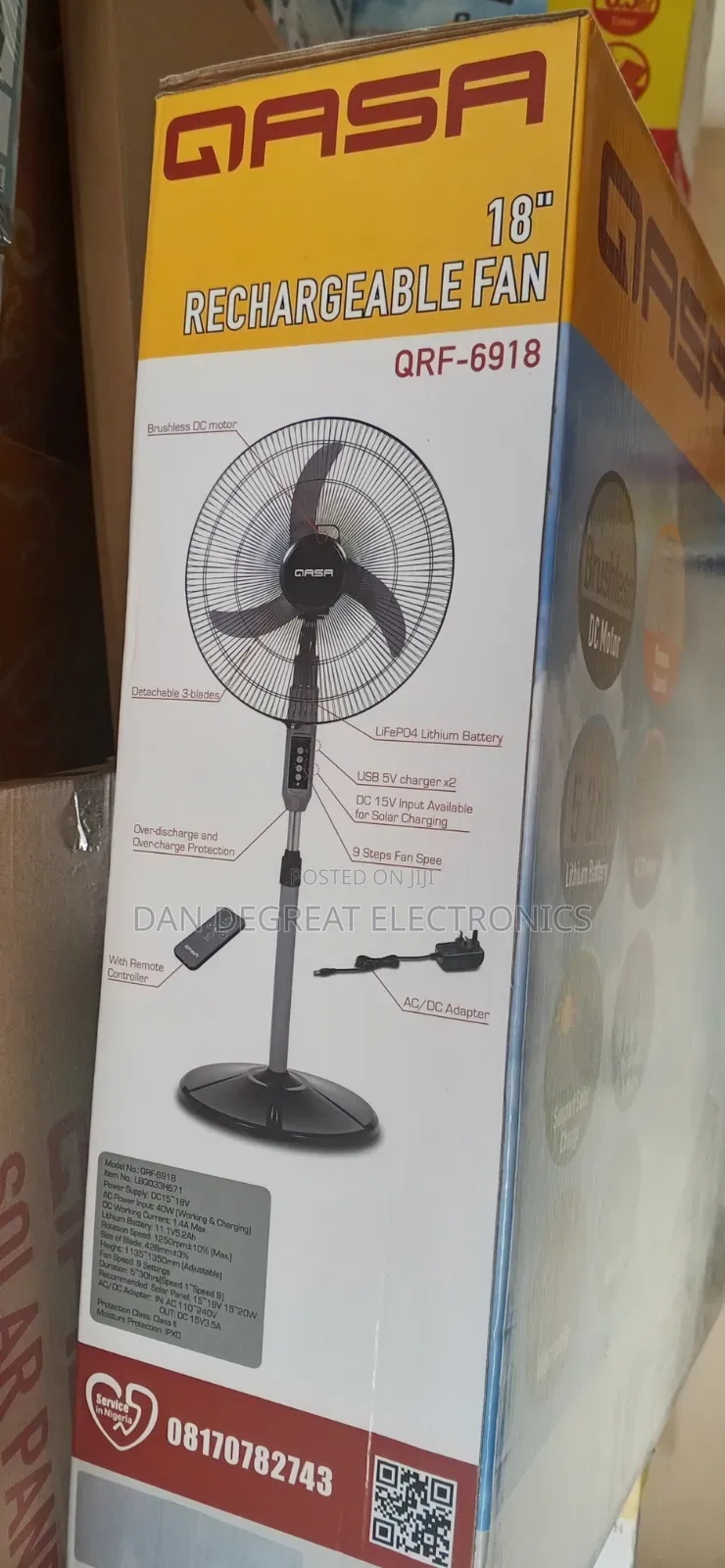 Qasa 18" Rechargeable Fan QRF-6918