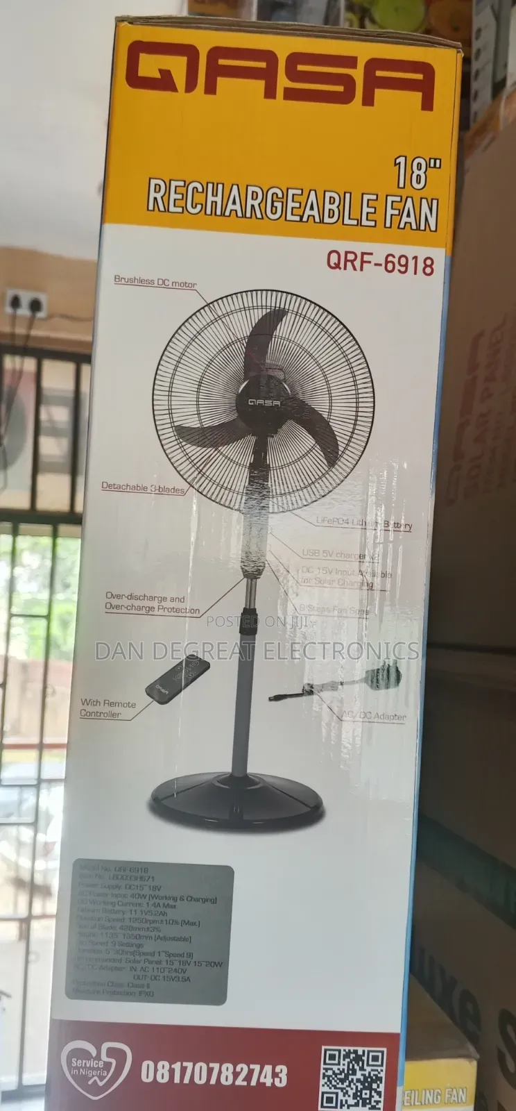 Qasa 18" Rechargeable Fan QRF-6918