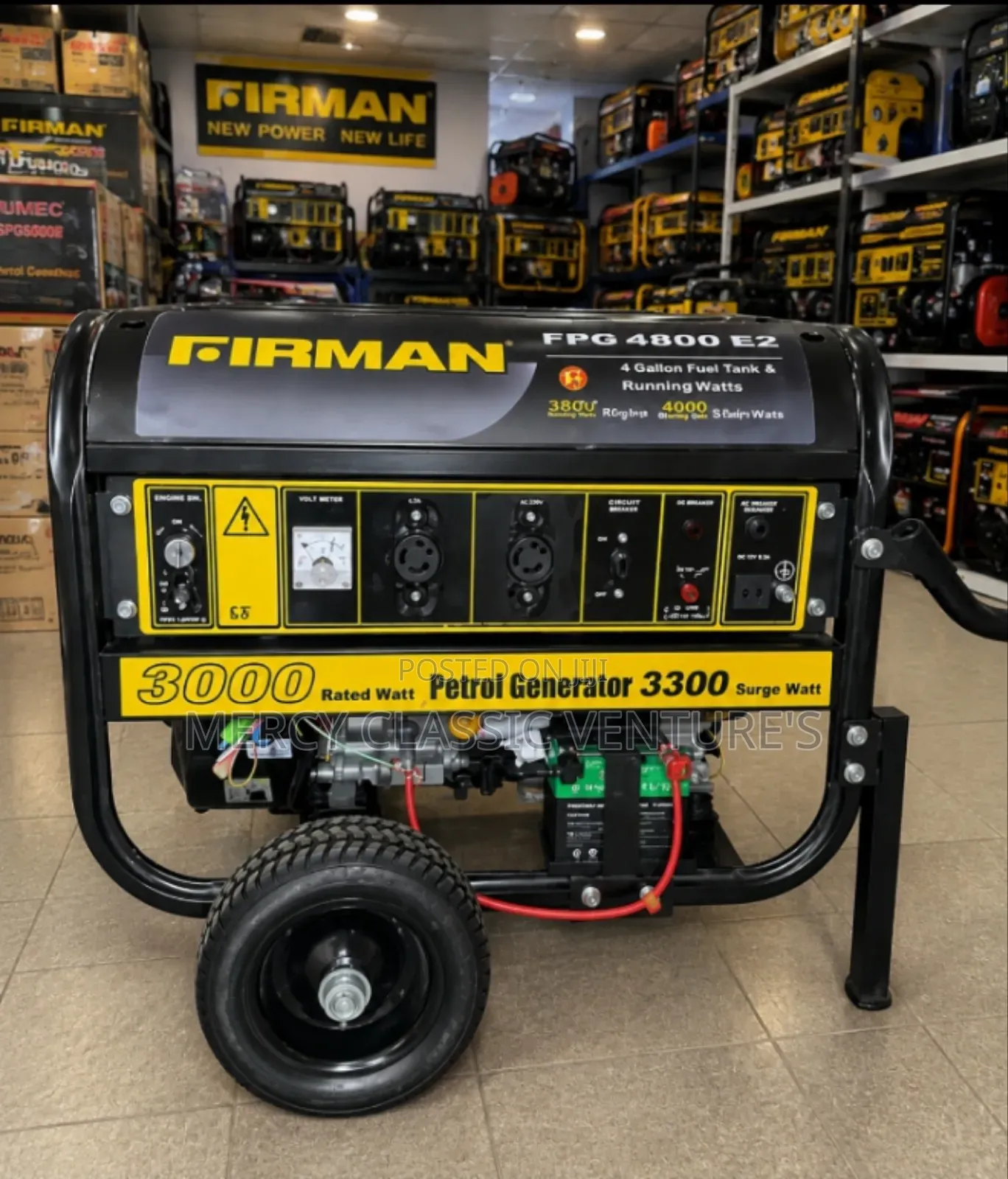 FIRMAN FPG4800E2 3.8KVA Key Start Petrol Generator – 3000w/3300w Power