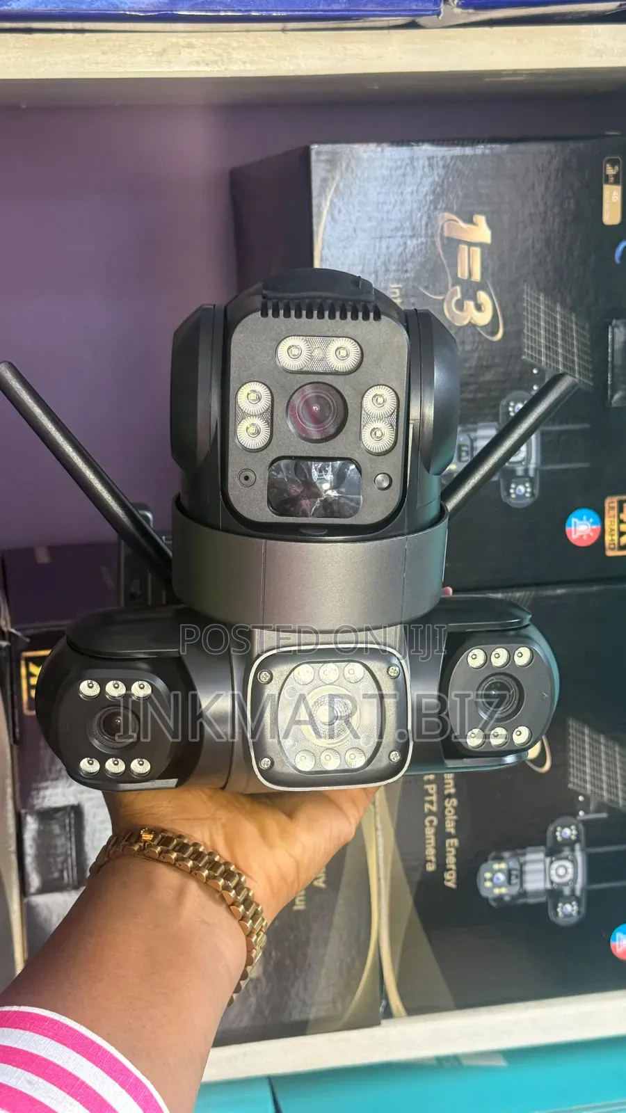 V380pro 3lens 3view 4g Solar PTZ Camera 12mp Hd