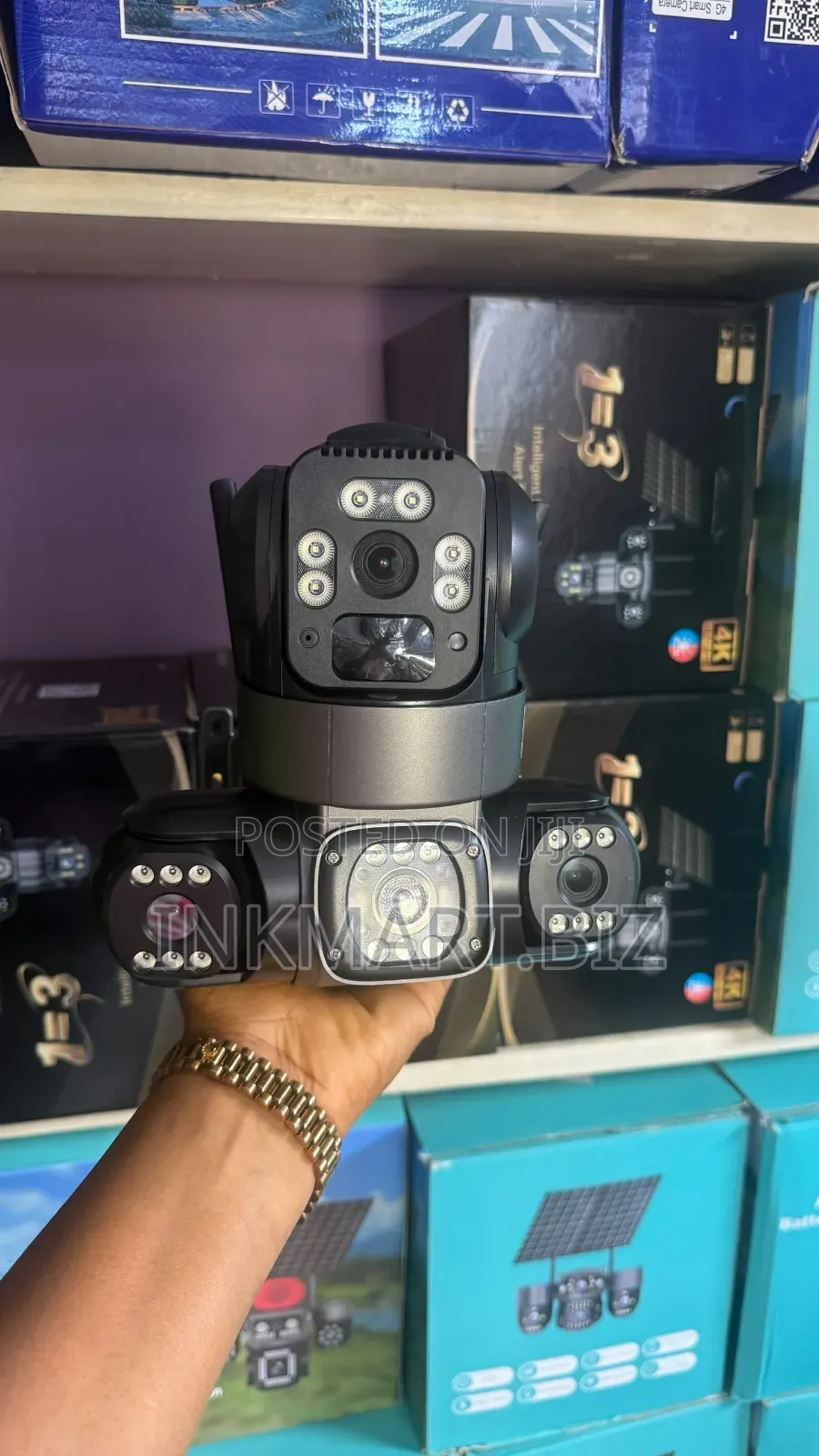 V380pro 3lens 3view 4g Solar PTZ Camera 12mp Hd