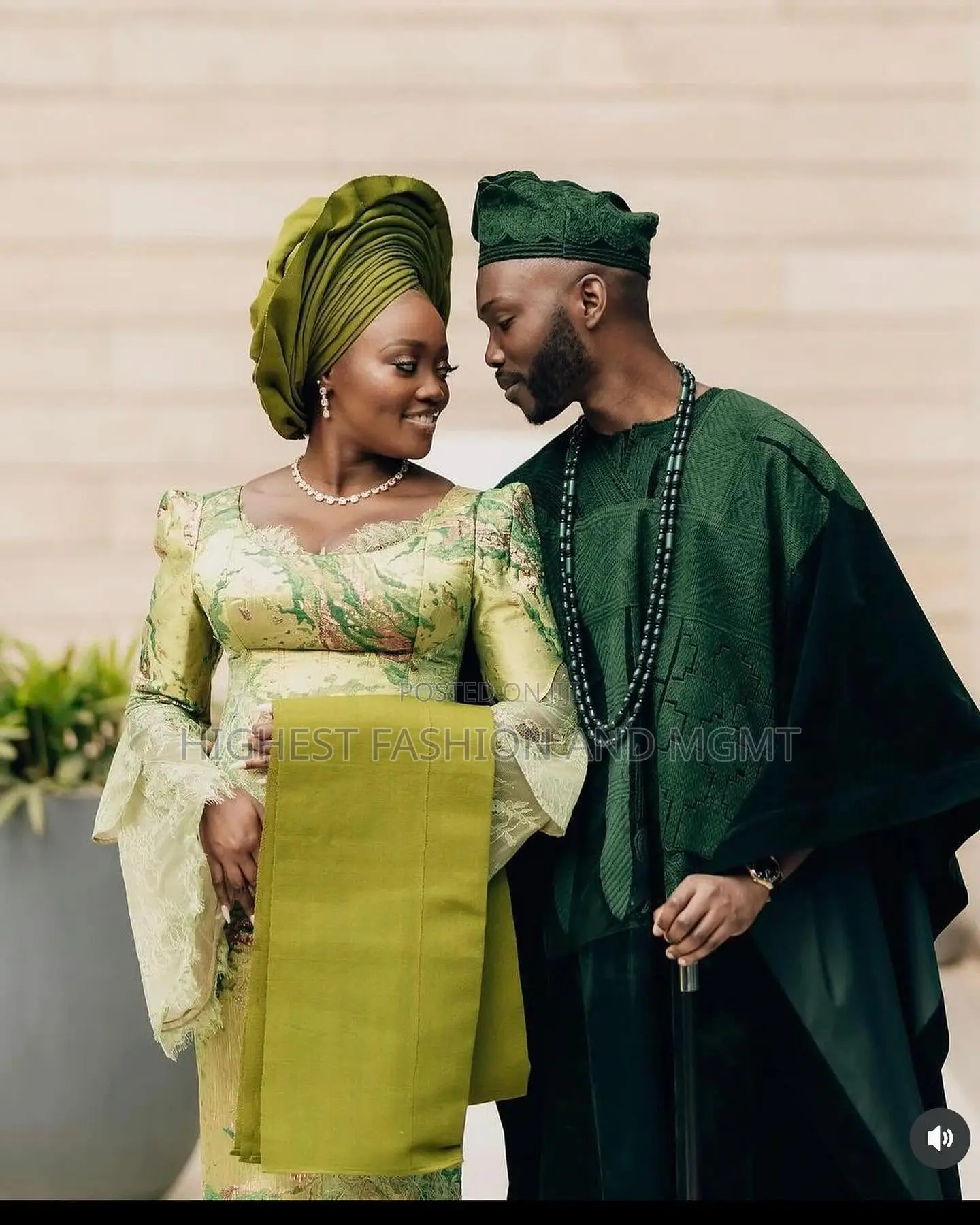 Olive Jacquard Blouse/Wrapper Forest Green Velvet Agbada