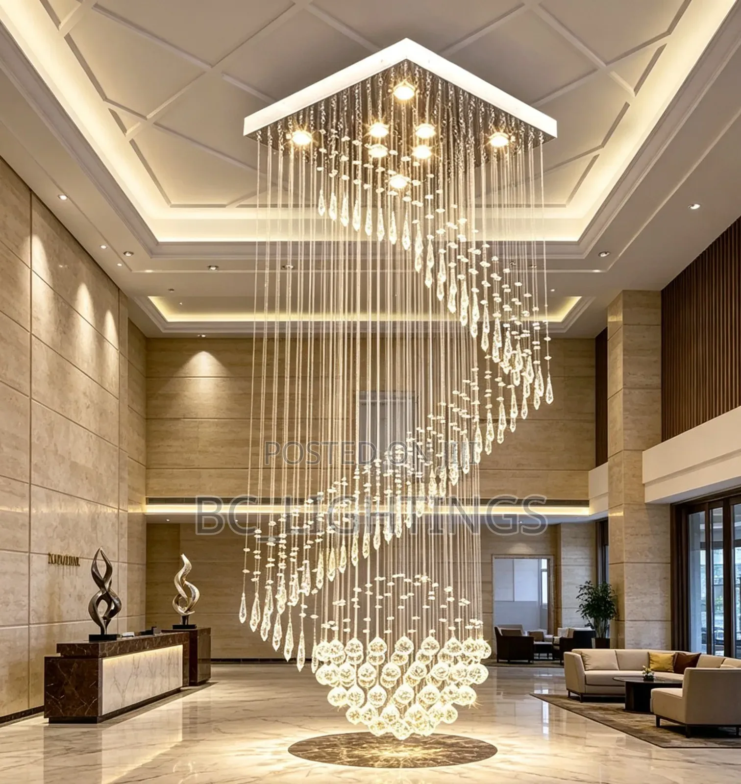 Modern Crystal Chandelier for Spiral Design LED Luxury Crystal Lamp