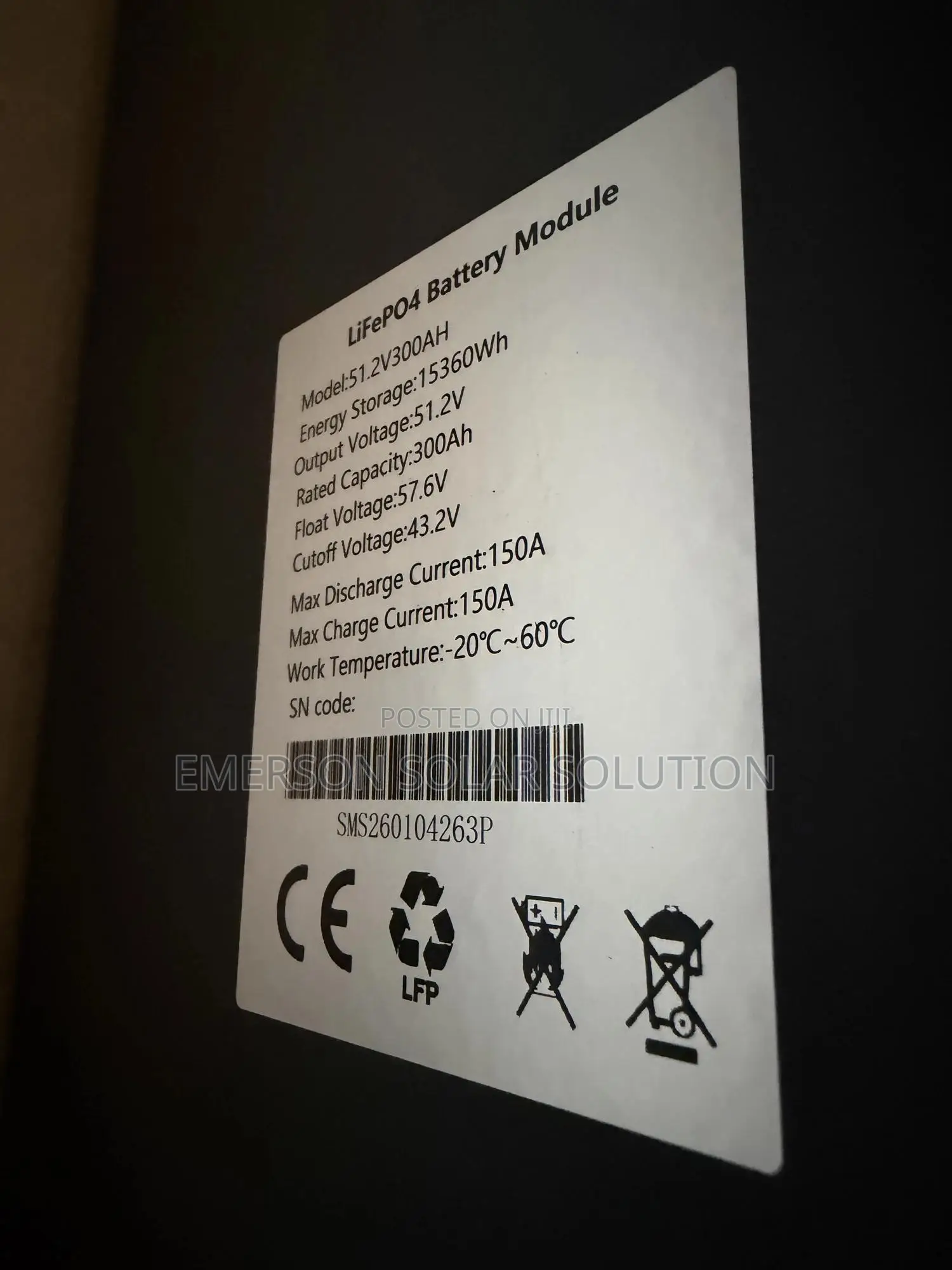 15kwh 51.2v 300ah SMS Lithium Battery