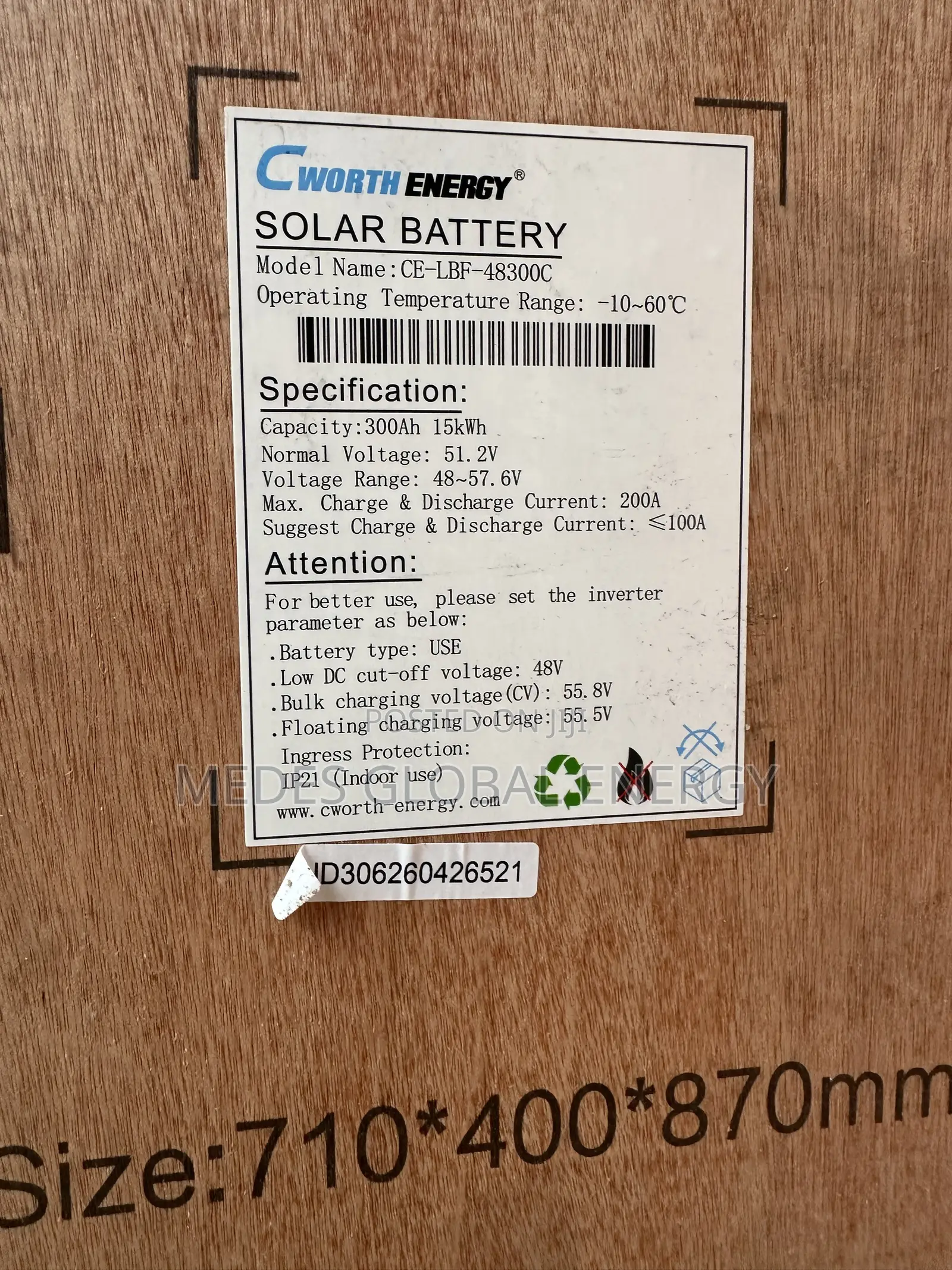 15kwh 51.2v Cworth Energy Lithium Ion Battery