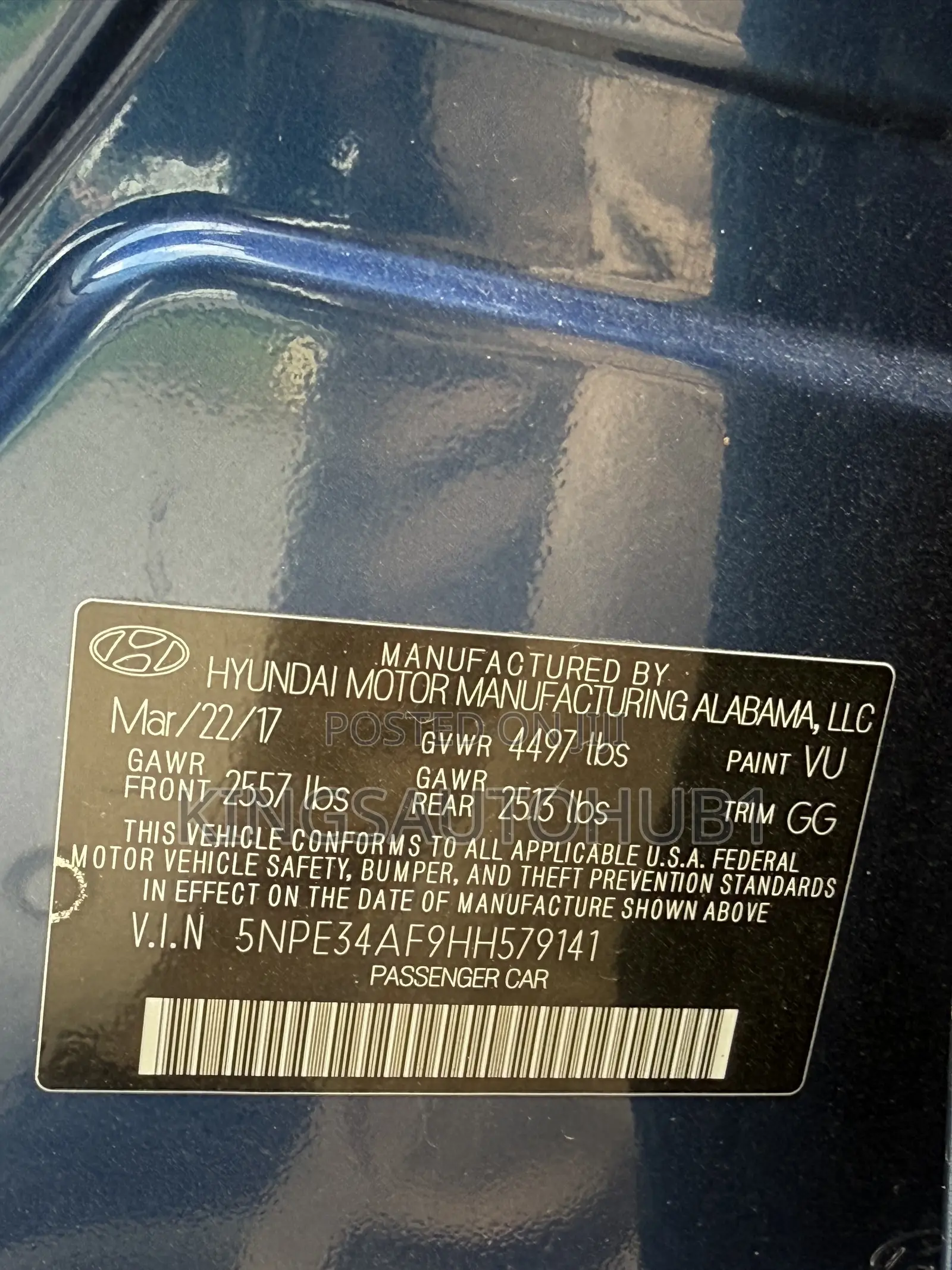 Hyundai Sonata Sport Sedan FWD (2.4L 4cyl 6A) 2017 Blue