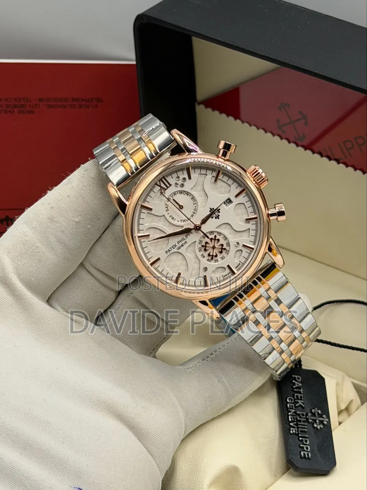 Patek Phillipe Geneve, Stainless Steel Chain Watch, With Active Chrono